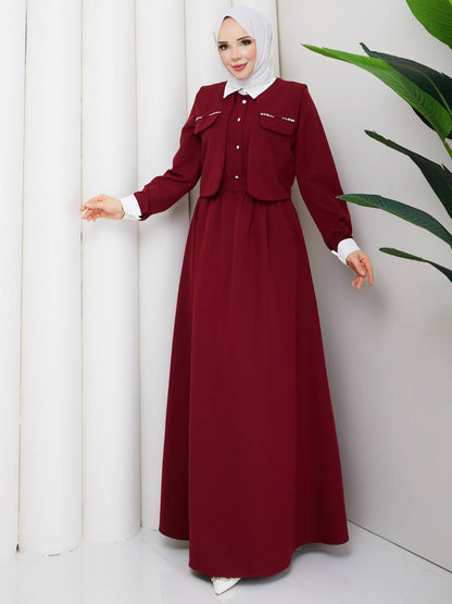 Cep Taş Süsleme Detay Ceket Takım