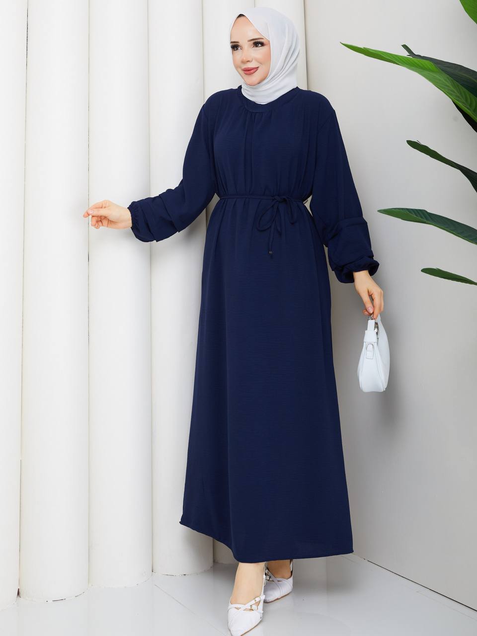 Bel Kuşak Bağlamalı Elbise