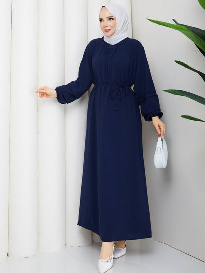 Bel Kuşak Bağlamalı Elbise