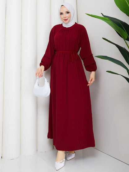Bel Kuşak Bağlamalı Elbise