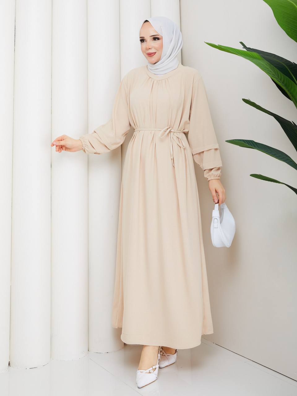 Bel Kuşak Bağlamalı Elbise