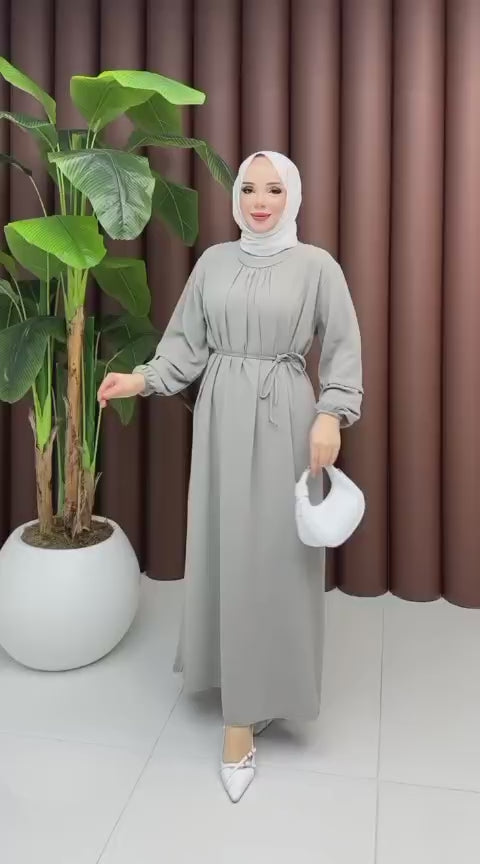 Bel Kuşak Bağlamalı Elbise